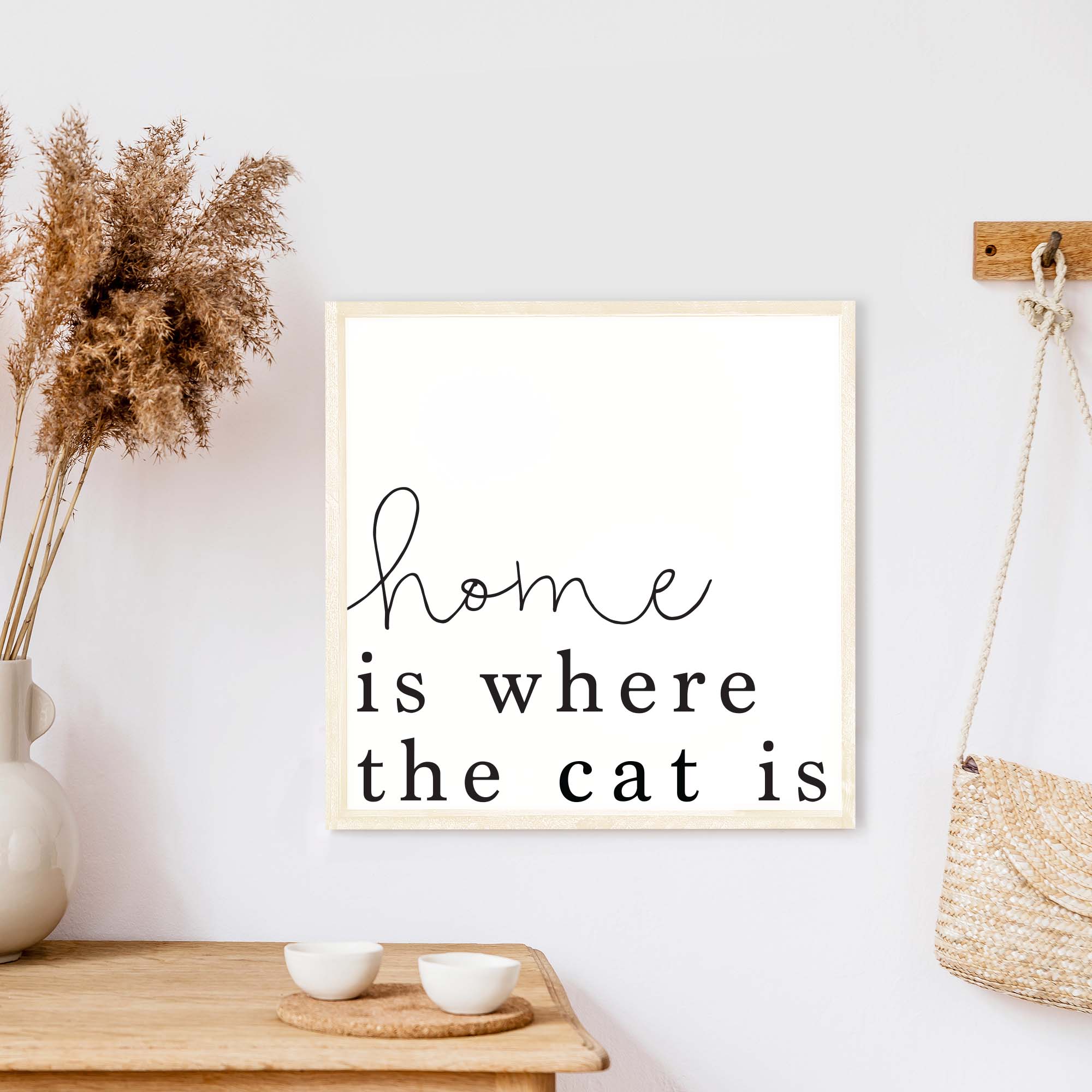 Home Is Where The Cat Is Wood Sign