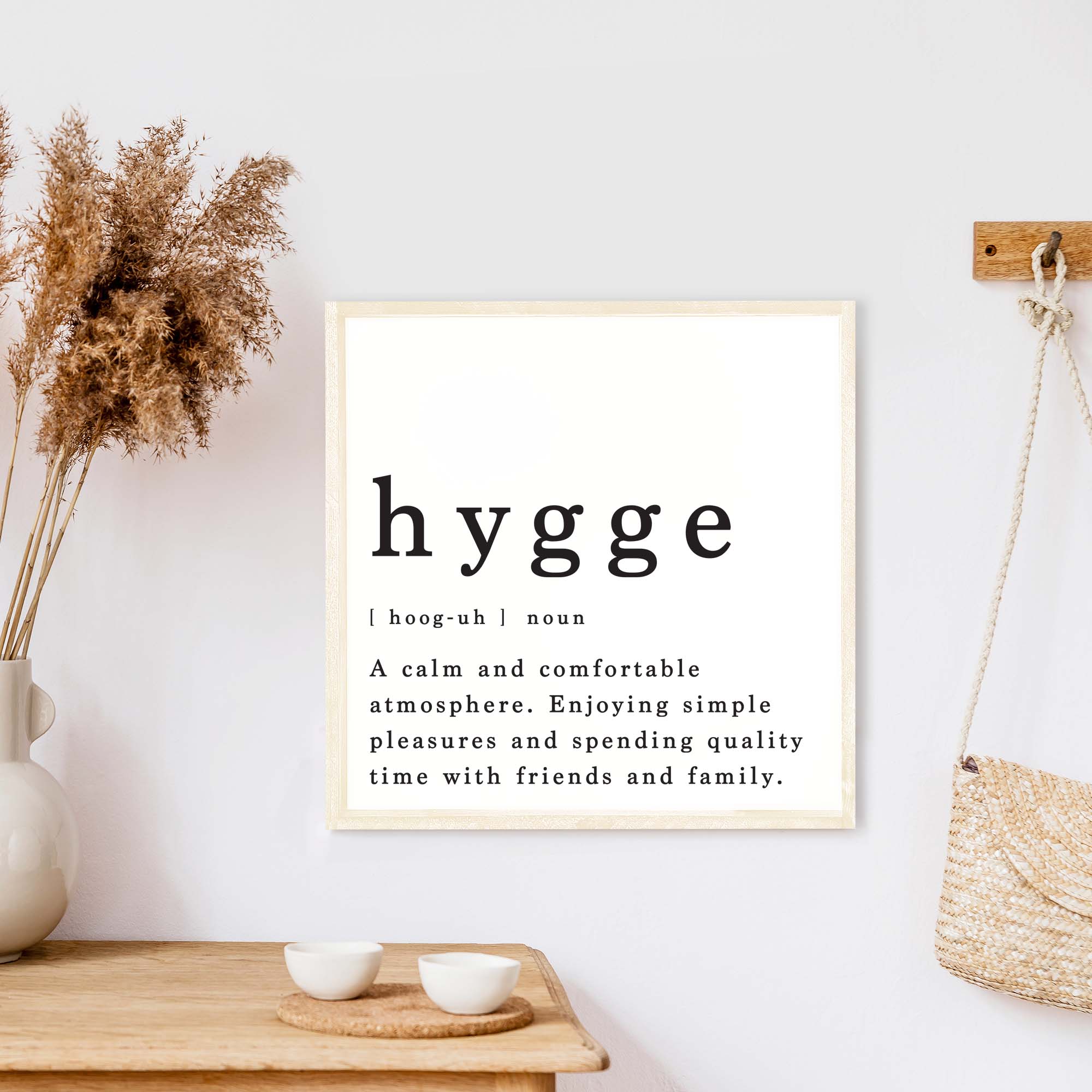 hygge definition wood sign