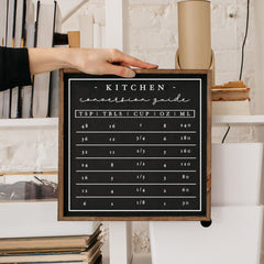 kitchen conversion chart wood sign
