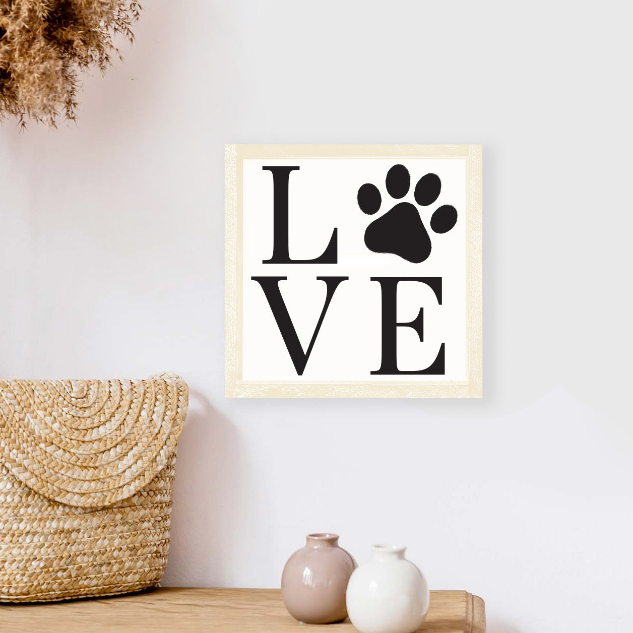 Dog Paw Love Wood Sign
