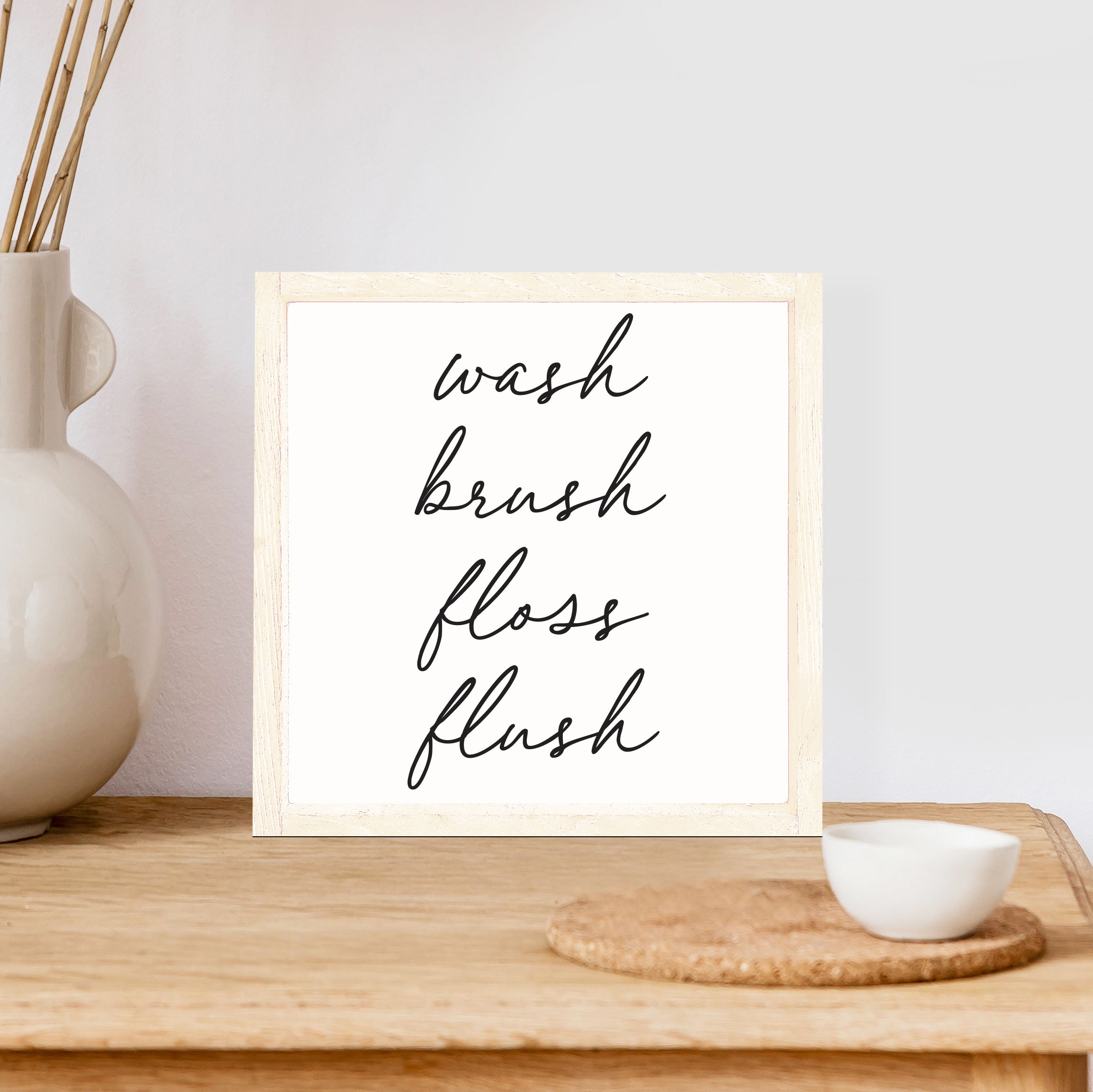 Floss Sign Wash Brush Floss Flush Wood Sign – Hoekstra Decor